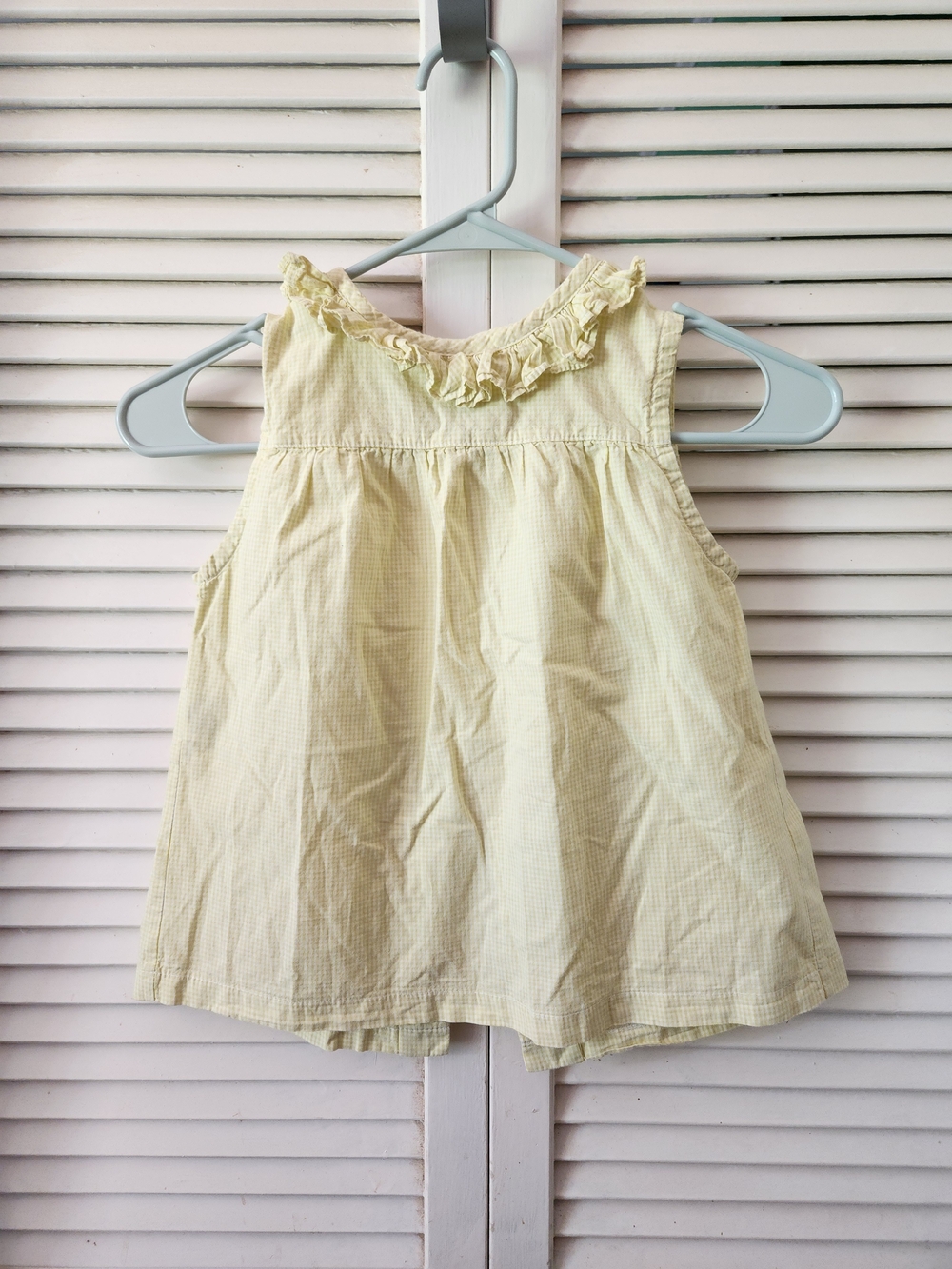 Light Yellow Ruffle Neck Girls' Sleeveless Top KATE AND LIBBY